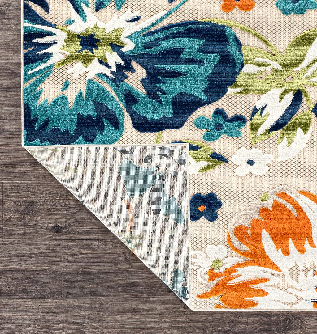 Rugshop Bergamo Contemporary Floral Indoor Outdoor Area Rug, Non-Shedding Carpet for Patio Deck Backyard or Garden Multi 7'10" x 10'