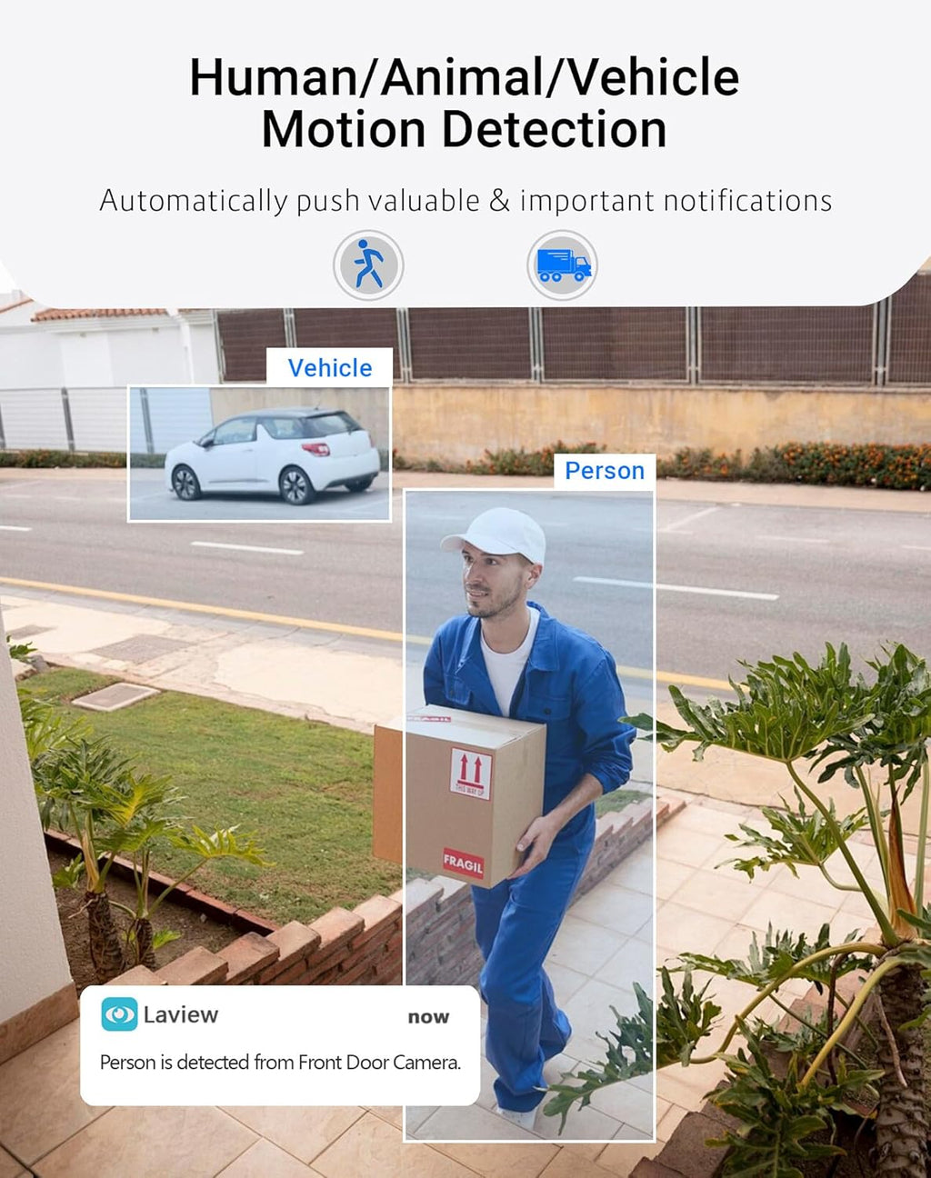 LaView 4K Outdoor Security Cameras,8MP HD Cameras for Home Security with AI Human Detection,IP65 Waterproof,2-Way Talk,Clear Night Vision,2.4G WiFi,SD Card Slot&US Cloud Storage,Work with Alexa(4pcs)