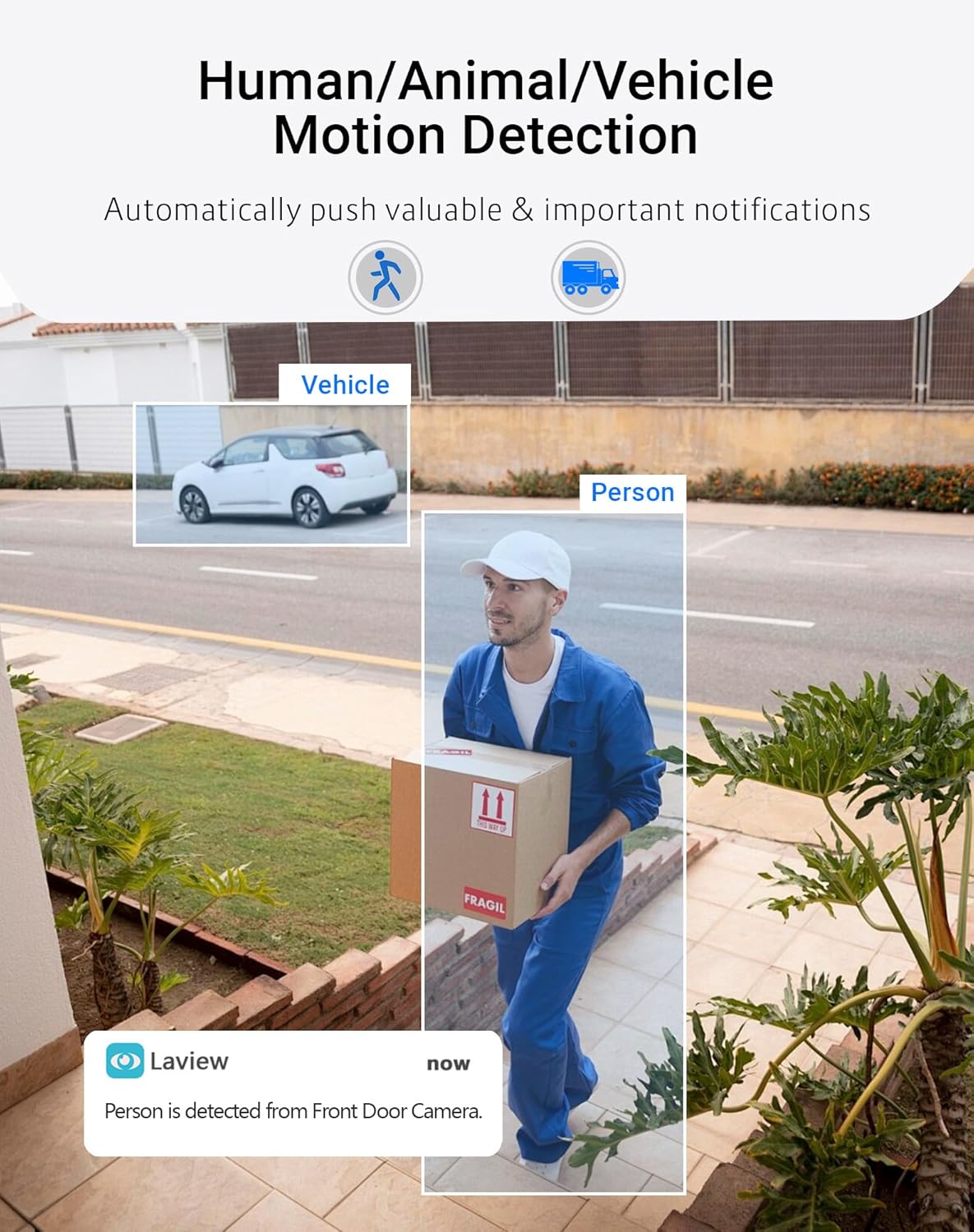 LaView 4K Outdoor Security Cameras,8MP HD Cameras for Home Security with AI Human Detection,IP65 Waterproof,2-Way Talk,Clear Night Vision,2.4G WiFi,SD Card Slot&US Cloud Storage,Work with Alexa(4pcs)