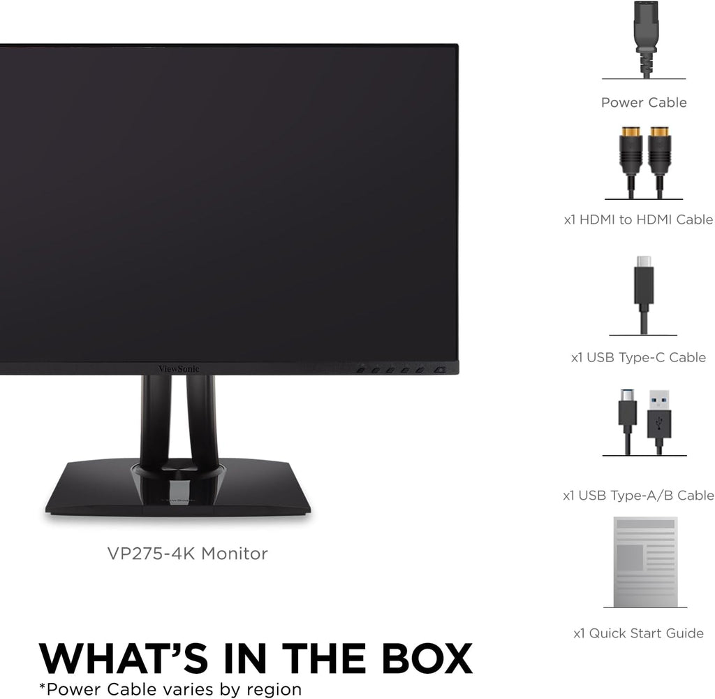 ViewSonic VP275-4K 27 Inch IPS 4K UHD Monitor Designed for Surface, 60W USB C, HDMI and DisplayPort (Renewed)
