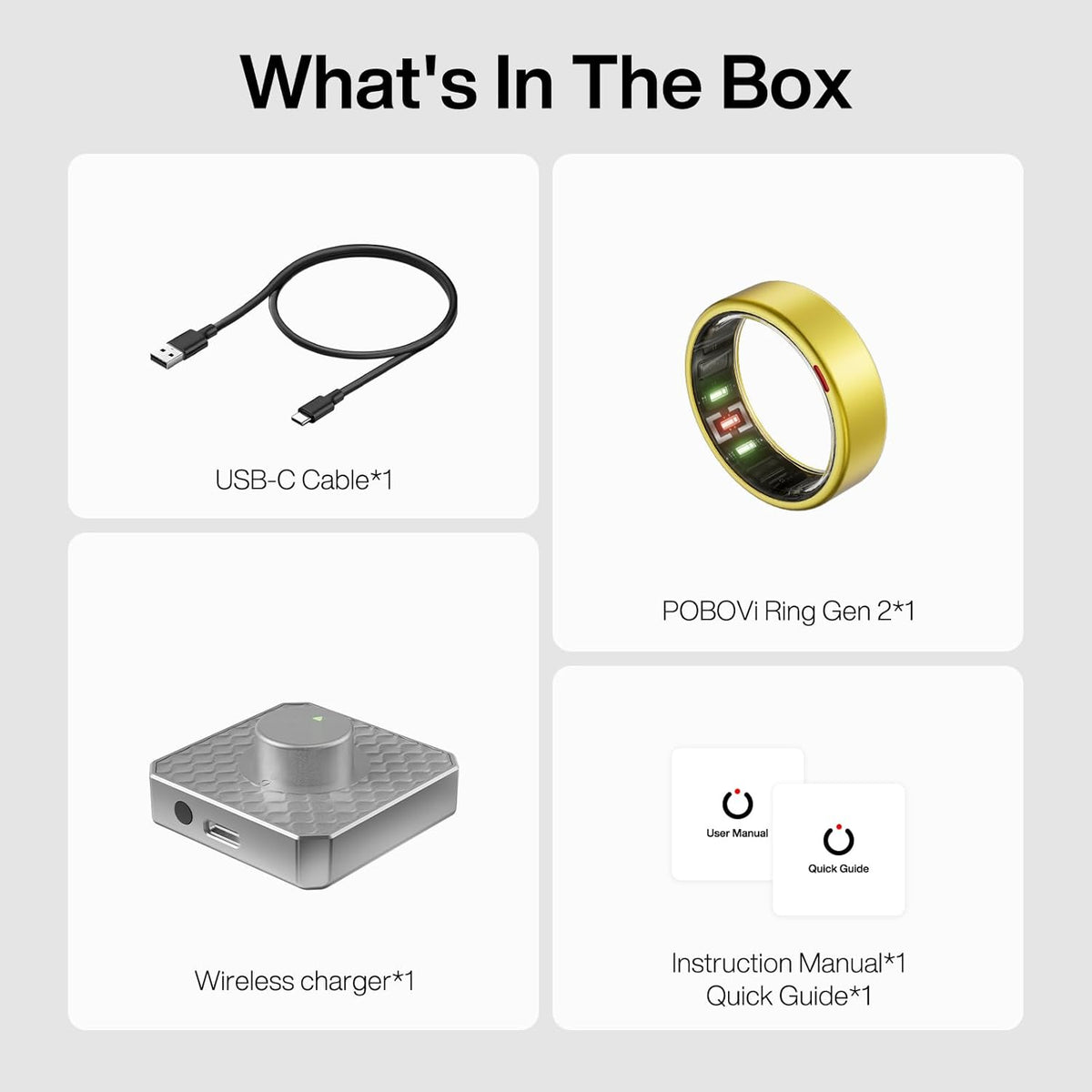 POBOVi Gen 2 Titanium Smart Ring for Women & Men, Sleep & Heart Rate Tracker, No Subscription, Size Before You Buy (Gold, 7)