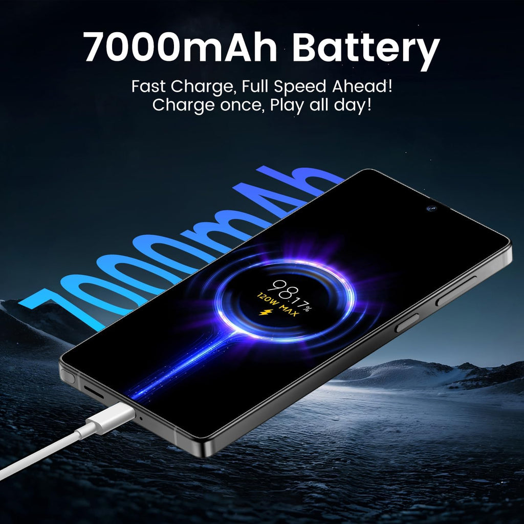 JQAKP I25 Ultra Smartphone 16+512GB | Android 14 | Snapdragon 8 Gen 3 | 68MP+108MP Dual Camera | 7000mAh Battery | 6.99" FHD+ Display | Outperform Competitors in Speed & Power (Green)