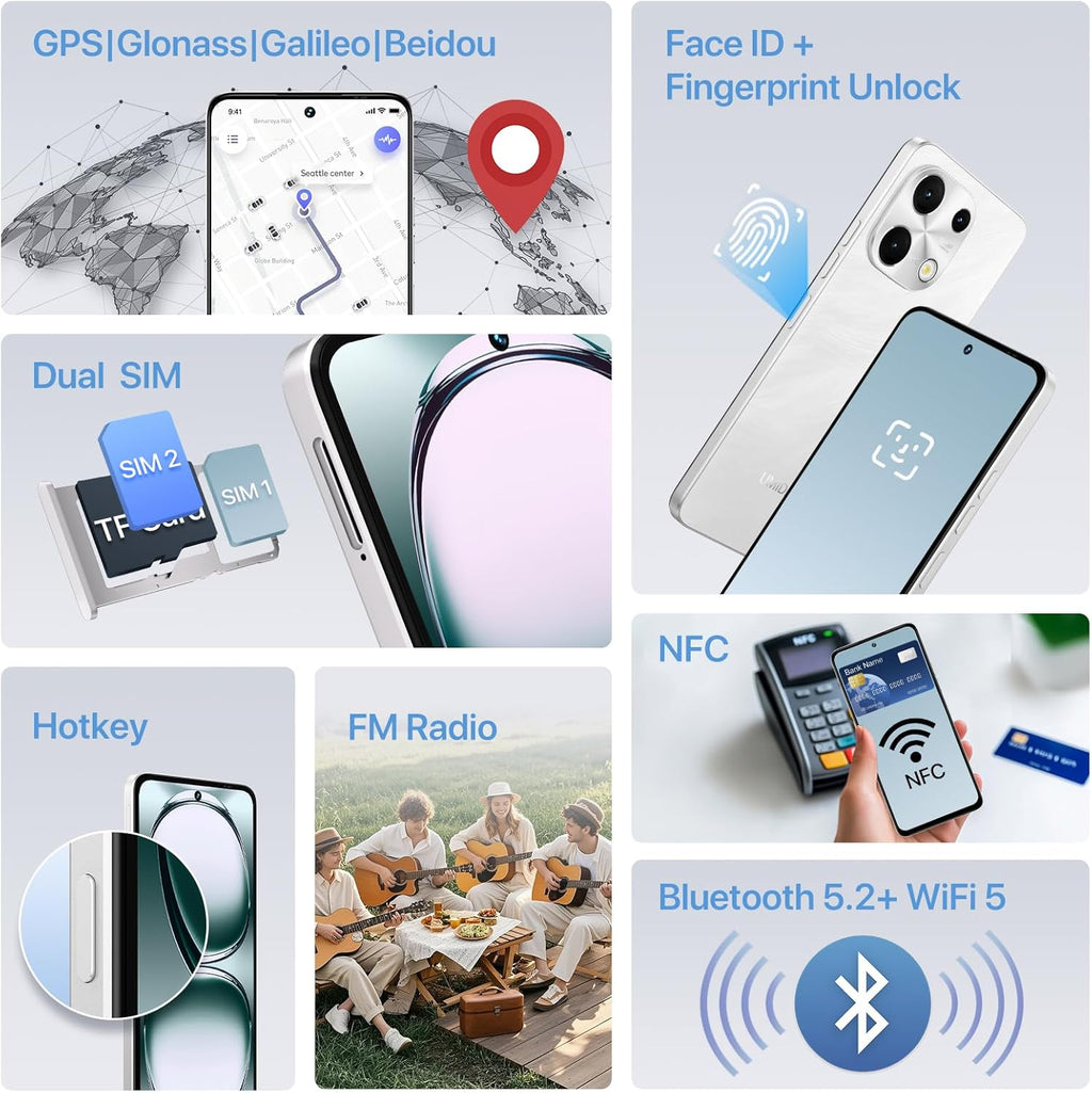 UMIDIGI Note 100 Unlocked Phones,Android 14 NFC Cell Phone,16(8+8) GB+256GB/ TF 1TB, 6.8''HD+120Hz Display,50MP Camera, 5000mAh+20W Fast Charge,Dual SIM Android Phones,Face ID+Fingerprint Unlock,GPS