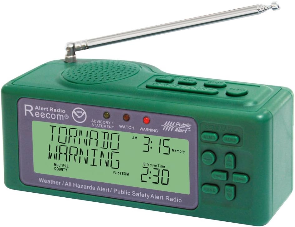 Unique Simultaneously Monitor Multiple Channel/Station Alerts (in Standby) with EOM Detection, Reecom R-200 Same NOAA Weather Alert Radio (Green)
