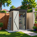 Greesum 5×3FT Outdoor Storage Shed, Metal Patio Storaged Sheds with Lockable Doors, Sheds & Outdoor Storage for Bike, Backyard, Pool and Garden, Brown