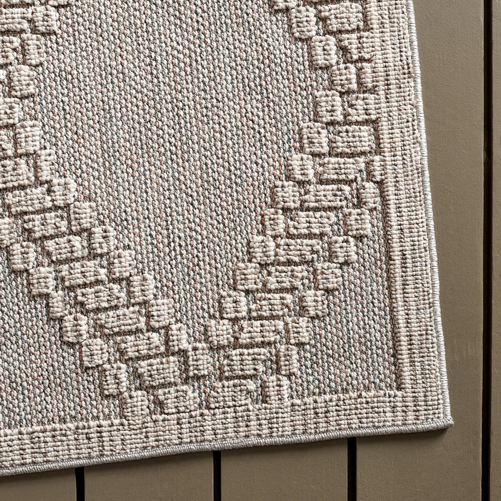 Martha Stewart x SAFAVIEH Outdoor Area Rug Collection - 9' x 12', Grey & Light Grey, Weather Resistant & Washable, Ideal for Patio, Backyard, Mudroom, Deck, Dining Space (MSRO226F)