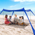 Family Beach Tent Canopy Sun Shade, Pop Up Grande Beach Tent Sun Shelter Stability 4 Poles with Portable Carry Bag Outdoor Shade for Fishing Backyard Camping