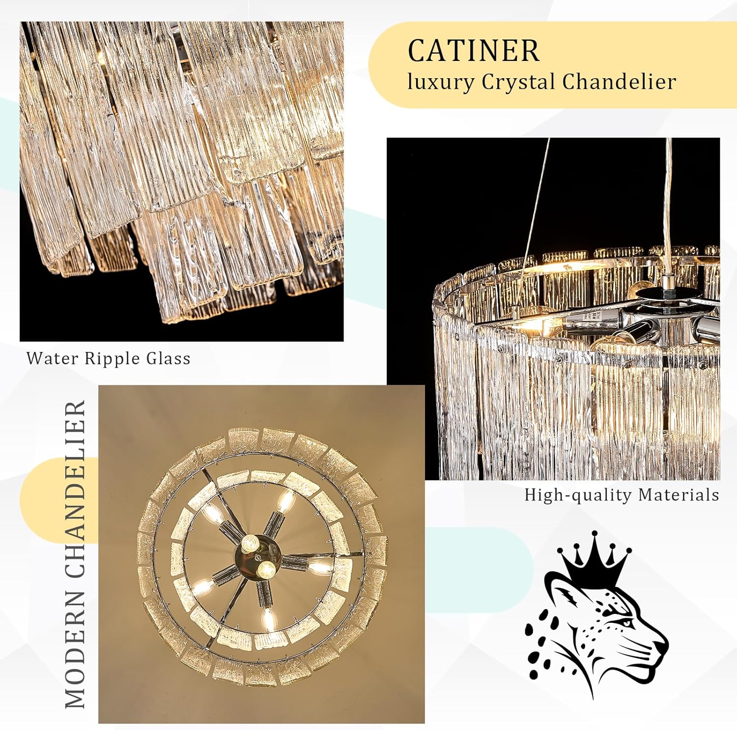 Modern Chrome Chandeliers, 20” 7-Light Crystal Glass Ceiling Pendant Light Fixtures Luxury Round Chandelier 2 Tiers Hanging Lighting for Dining Room Foyer Living Room Bedroom