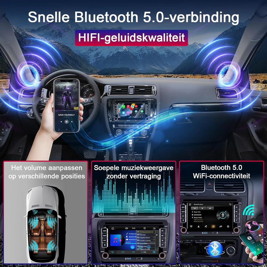 Upgrade Liulbobu Wireless Carplay Car Radio for VW Passat Golf 5 6 Polo MK5 T5 Skoda Jetta Caddy EOS Touran Android Auto, 7 inch Bluetooth Double din Car Stereo for/FM/AM/USB/RDS/High Power