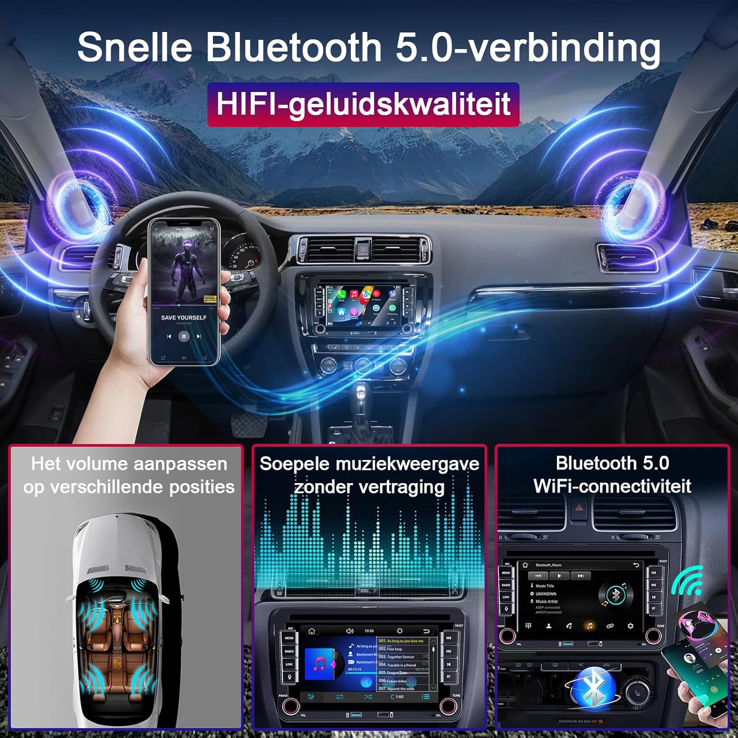 Upgrade Liulbobu Wireless Carplay Car Radio for VW Passat Golf 5 6 Polo MK5 T5 Skoda Jetta Caddy EOS Touran Android Auto, 7 inch Bluetooth Double din Car Stereo for/FM/AM/USB/RDS/High Power