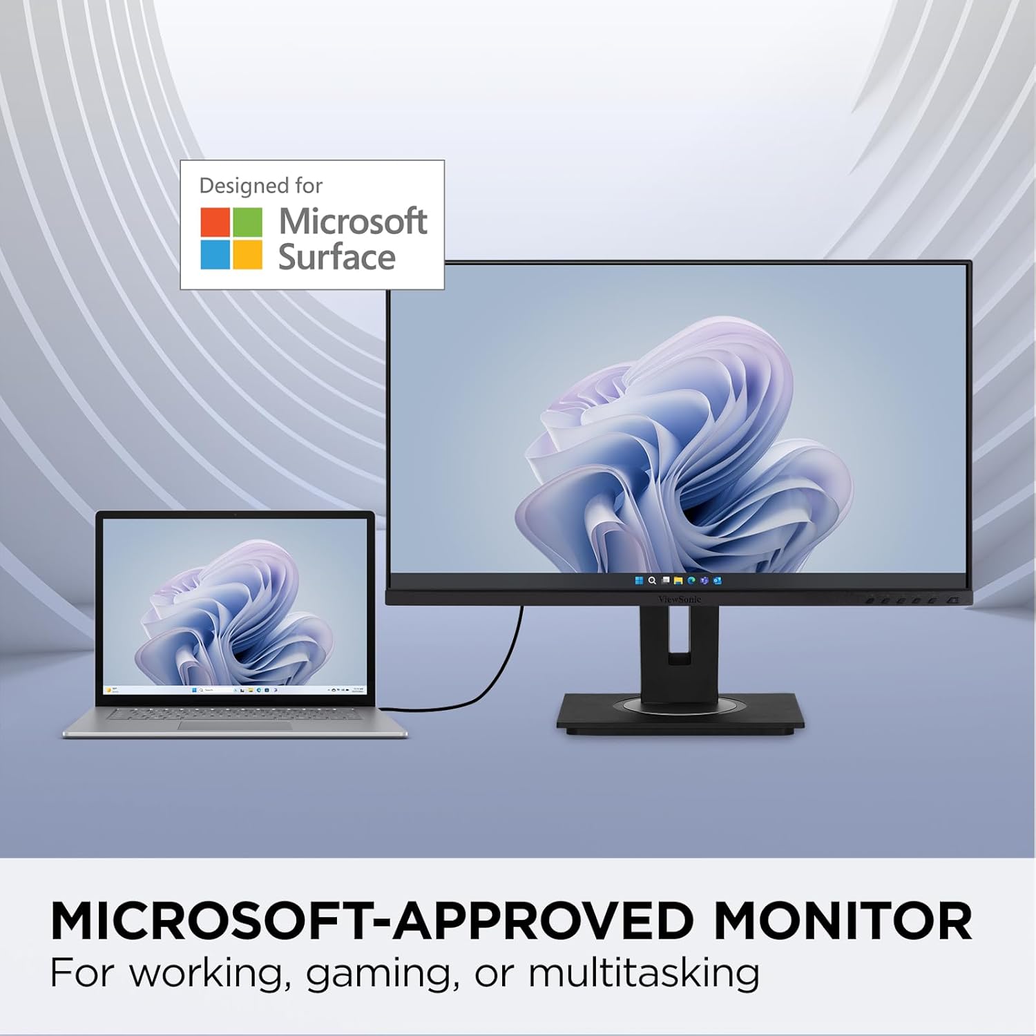 ViewSonic VG275 27 Inch IPS 1080p Monitor Designed for Surface w/Advanced Ergonomics, 60W USB C, HDMI, DP (Renewed)