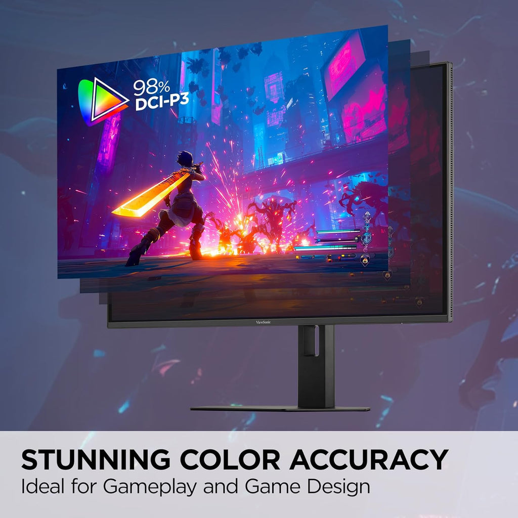 ViewSonic VX2738-2K-OLED 27 Inch 1440p Gaming Monitor, OLED Display with 240Hz and 0.03ms for Smooth Gameplay, FreeSync Premium, Eye Care Technology, Advanced Ergonomics, HDMI, and DisplayPort