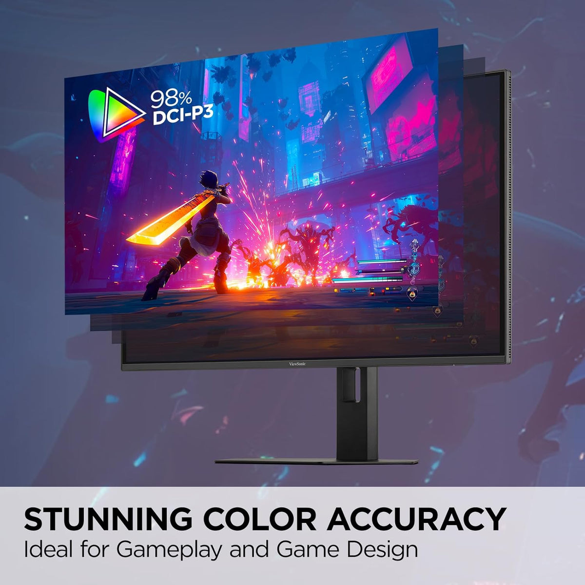 ViewSonic VX2738-2K-OLED 27 Inch 1440p Gaming Monitor, OLED Display with 240Hz and 0.03ms for Smooth Gameplay, FreeSync Premium, Eye Care Technology, Advanced Ergonomics, HDMI, and DisplayPort