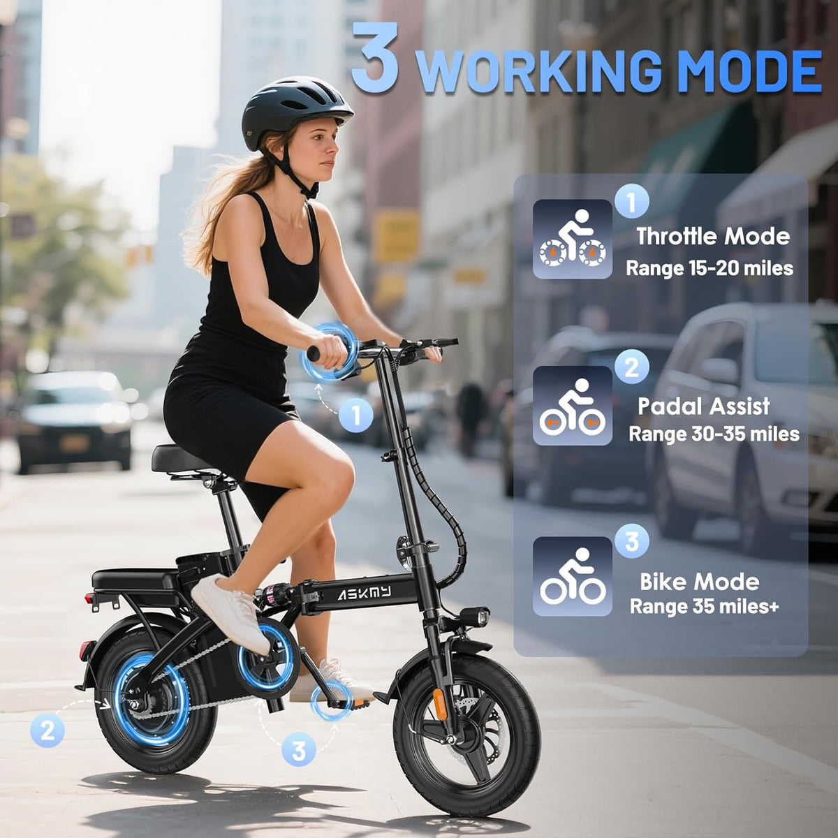 Foldable Electric Bike for Adults and Teens, 740W Peak Motor Ebike with 48V 10AH/20AH Removable Battery, 30-60 Miles PAS Range, 14" Folding Mini E-Bike, 20MPH Electric Bicycle for Daily Commuting
