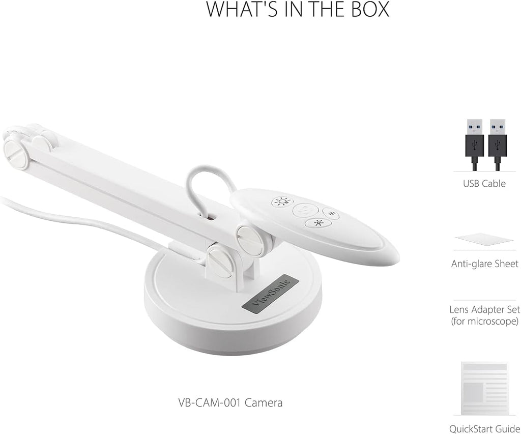 ViewSonic VB-VIS-002 8MP USB Document Camera with Adjustable Arm, Auto Focus, Digital Zoom with Windows, MacOS, and Chrome OS Support
