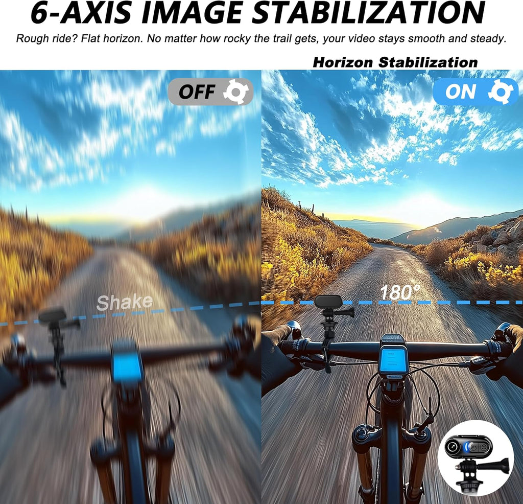 4K Mini Body Camera with 6-Axis Stabilization, 128GB Wearable Camera with Audio, Waterproof Thumb Action Camera, Hands-Free Body Cam for Cycling Travel Outdoor Adventures