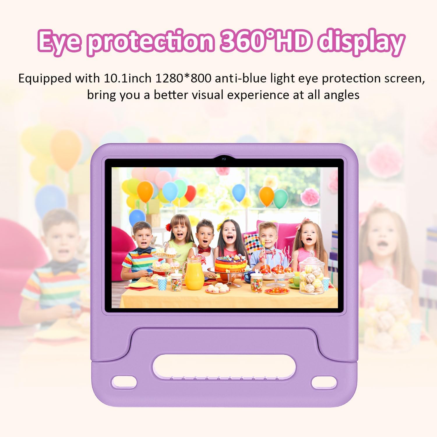 WXUNJA Android 15 Kids Tablet, 2025 Upgraded 10.1 Inch Tablets with Octa-core Processor, 6000mAh Battery, Kid Space, Parental Control,Pre-Loaded Kids Apps, 2.4/5GHZ Dual WiFi, Case Included, Purple