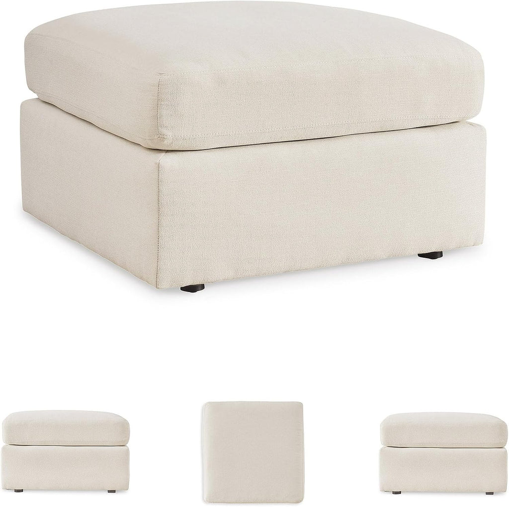 Signature Design by Ashley Modmax Modern Stain Resistant Oversized Accent Ottoman with Foam Cushion, Beige