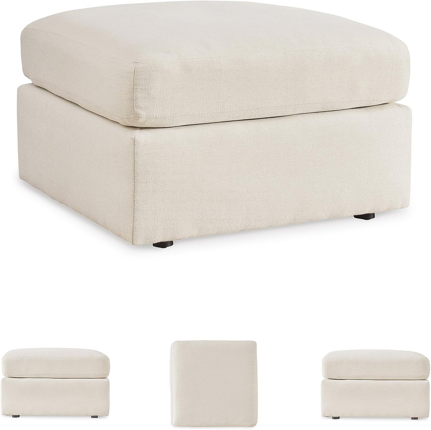 Signature Design by Ashley Modmax Modern Stain Resistant Oversized Accent Ottoman with Foam Cushion, Beige