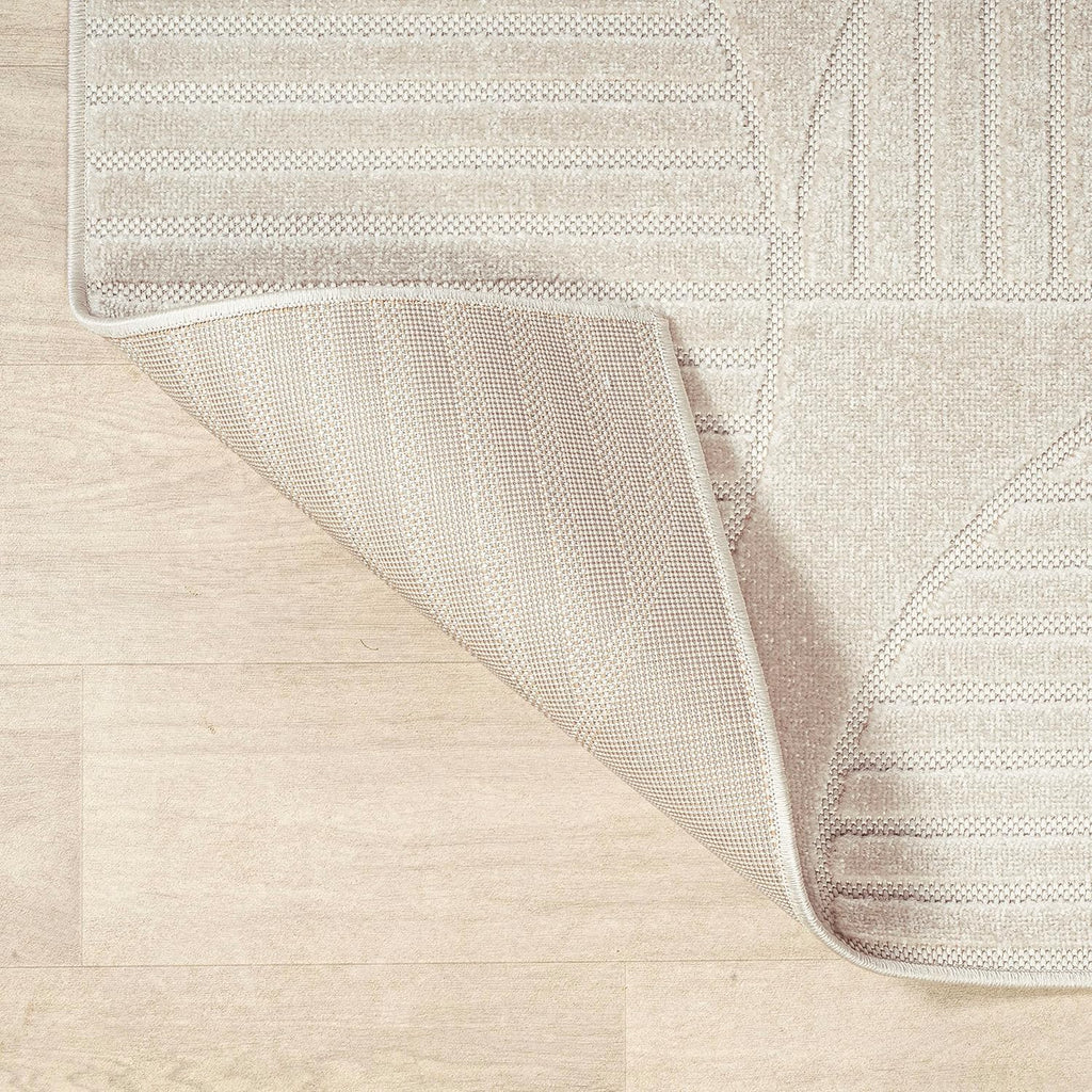 JONATHAN Y Nordby High-Low Arch Striped Ivory/Cream Indoor/Outdoor Area Rug, 8x10, Modern, Contemporary, Geometric, Bohemian, Bedroom, Kitchen, Living Room,Non Shedding (SCN104B-8)