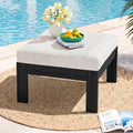 SERWALL Outdoor Ottoman with Cushions for Sofa Set, Black HDPE Frame with Beige Cushions