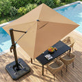 EO Living 10 Feet Patio Umbrella Outdoor Cantilever Square Umbrella Heavy Duty Aluminum Offset Umbrella with 360-degree Rotation for Garden Deck Pool Patio (Beige)