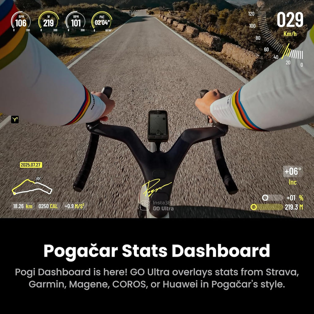 Insta360 GO Ultra Tadej Pogačar Edition - Small 4K Vlogging Camera, Hands-Free, POV Cam, 1/1.28" Sensor, 53g Lightweight, 156° FOV, 200 Min Battery Life, Magnetic Wearable Action Camera for Cycling