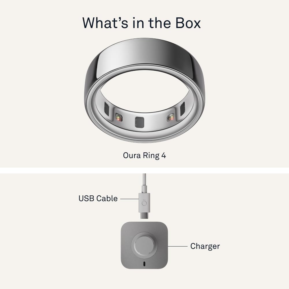 Oura Ring 4 - Silver - Size 11 - Sleep, Activity, Women's Health, AI Advisor, Up to 8 Days of Battery Life, Size Before You Buy, Android & iOS Compatible