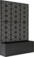 Oakland Living 6 ft. X 4 ft. Black Freestanding Metal Privacy Screen Room Divider with Flower Box