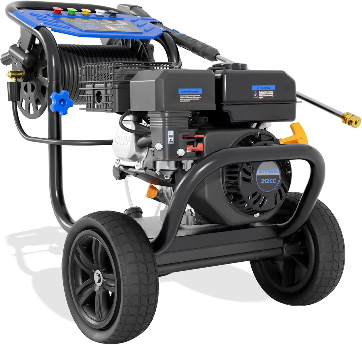 Gas Pressure Washer, 3600 PSI 2.3GPM Gas Powered Pressure Washer 212CC 4-Stroke OHV Engine, 30ft Hose&Reel 5 Nozzles Commercial High Pressure Washer for Cars Fences Driveways Patios Furniture