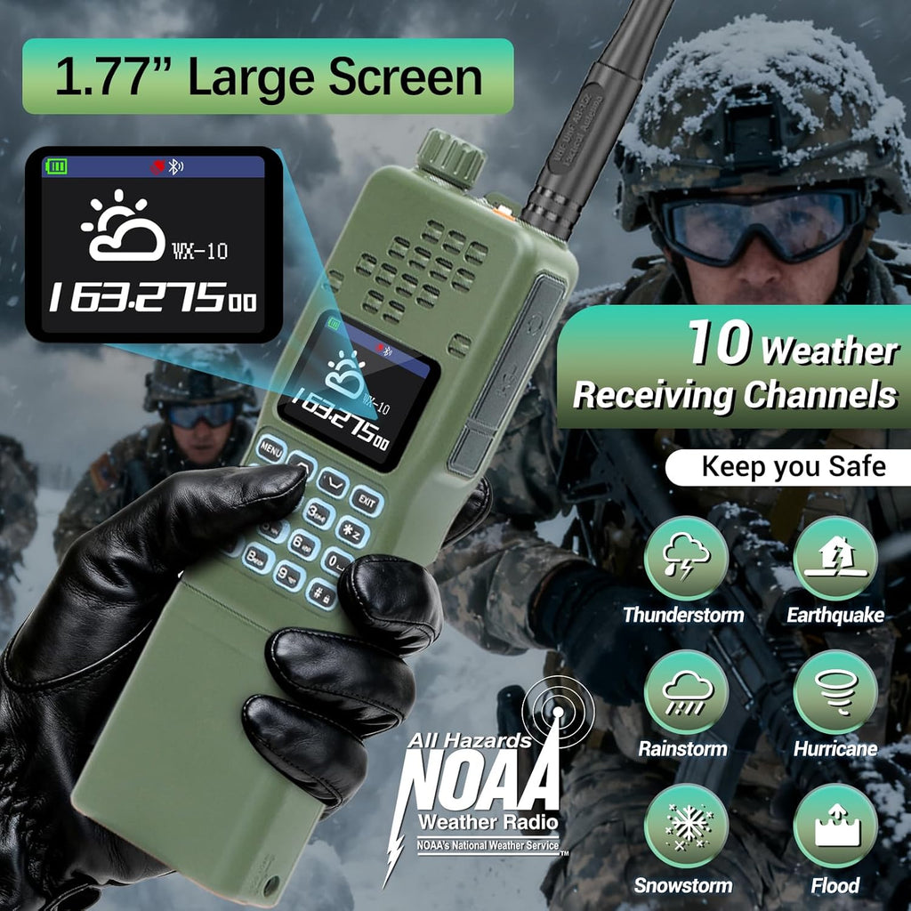 BAOFENG Radio AR-152 PRO Ham Radio Handheld 10W Rechargeable Walkie Talkies Long Range Two Way Radio NOAA Weather Radio GPS,APP Programming Copy Frequency USB Charger Survival Tactical Gear (2Pack)