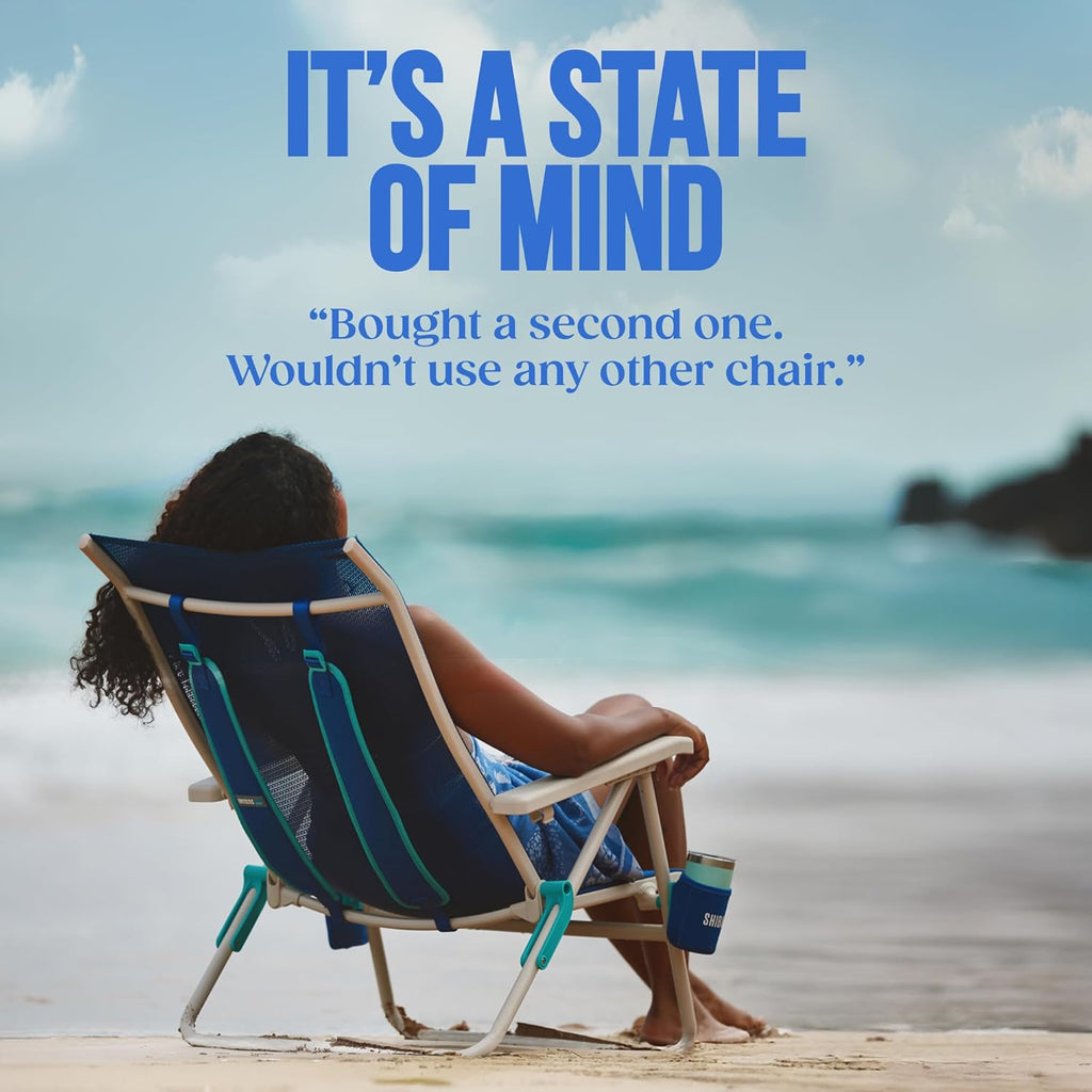 Shibumi Shade | Portable Beach Chair for Adults | Anti-Rust Marine Grade Frame | 300lb Capacity | Padded Backpack Straps | Weighs 8 Pounds | Breathable Fabric