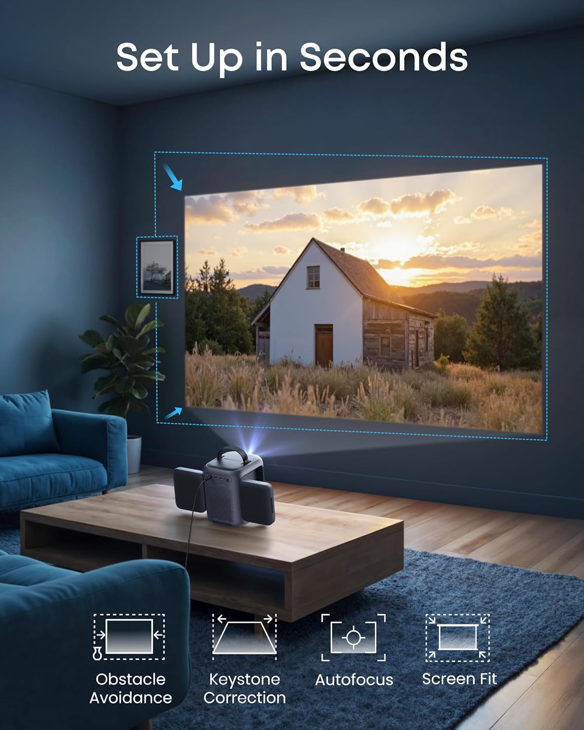 Anker Nebula P1i Portable Projector with WiFi and Bluetooth by soundcore, Flippable Design,1080P FHD, 4K Support, 380 ANSI Lumens, Auto Focus/Keystone, All-Glass Lens, Built-in Speaker