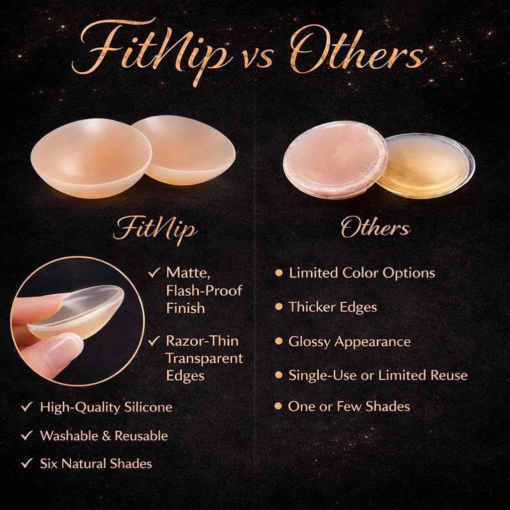 Silicone Nipple Covers for Women – Non-Adhesive, Ultra-Thin, Invisible, Reusable, Seamless, 6 Natural Shades