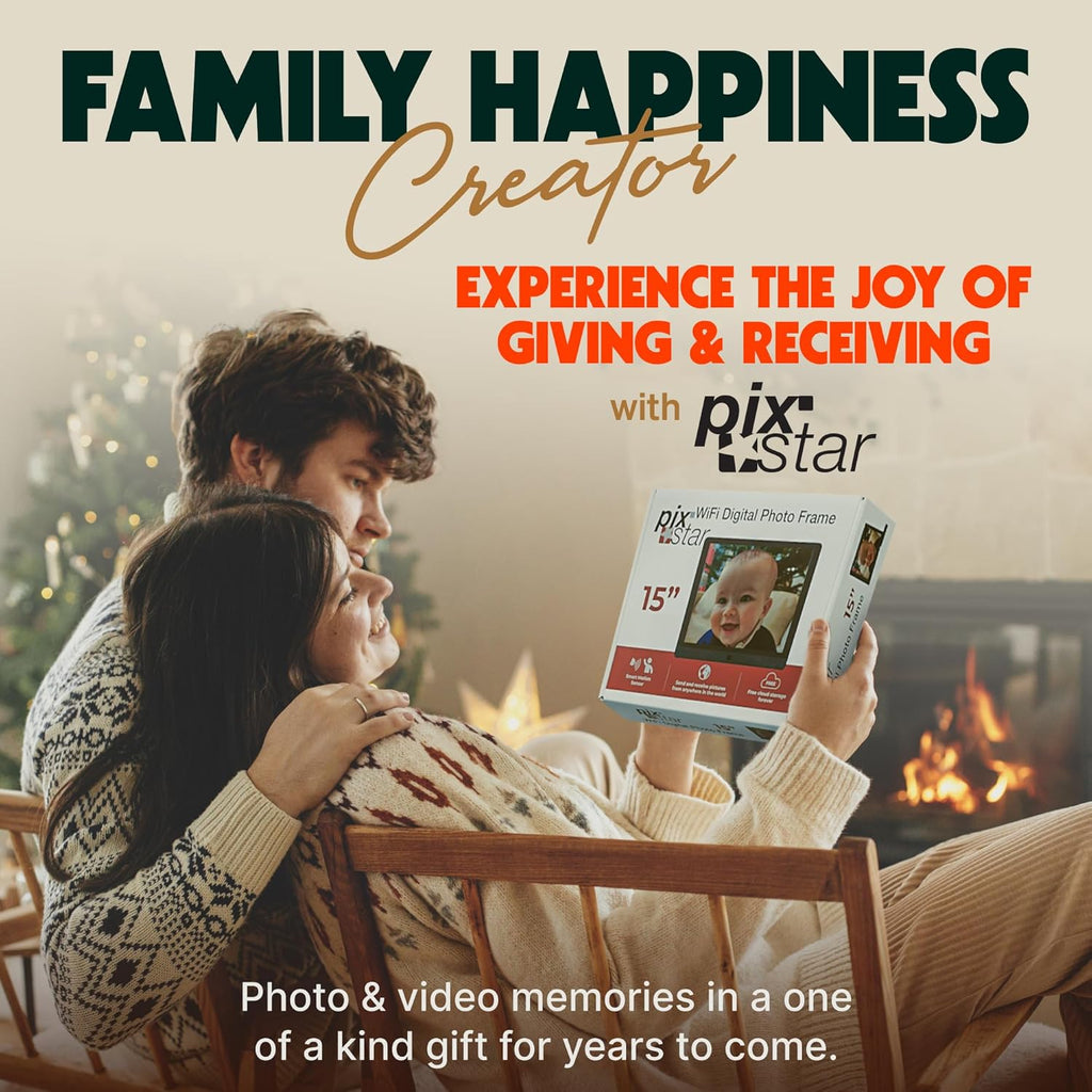 PixStar 15 inch Large Digital Frame WiFi | Free Unlimited Cloud | Share Videos and Photos by Email or App | Motion Sensor | Best USNews Digital Photo Frame 2024 | Large Electronic Picture Frame
