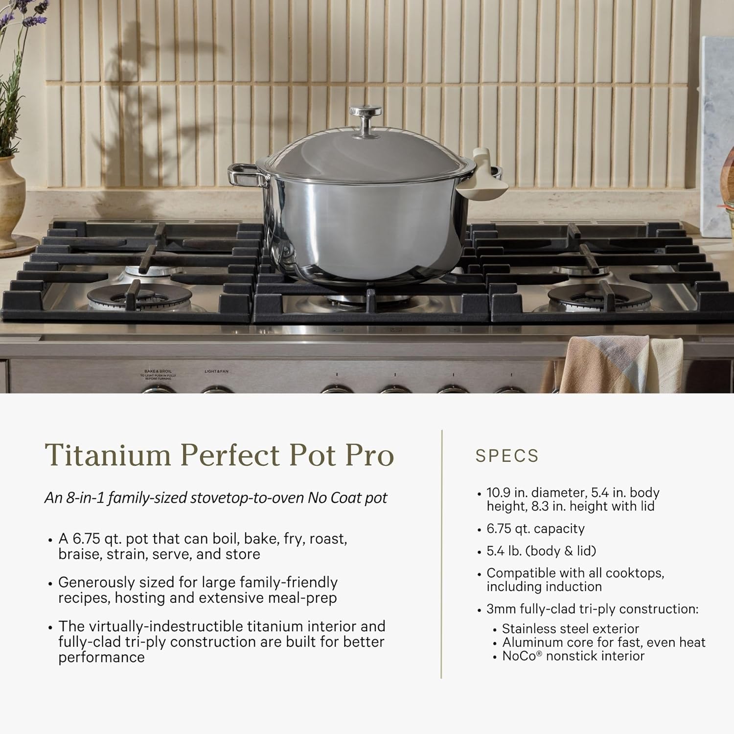 Our Place 15-Piece Titanium Pro Cookware & Bakeware Set | Tri-Ply Titanium & Stainless Steel Nonstick Fry Pans & Pots | Ceramic Nonstick Bakers & Griddle Pan | Non-toxic, PFAS-Free | Blue Salt