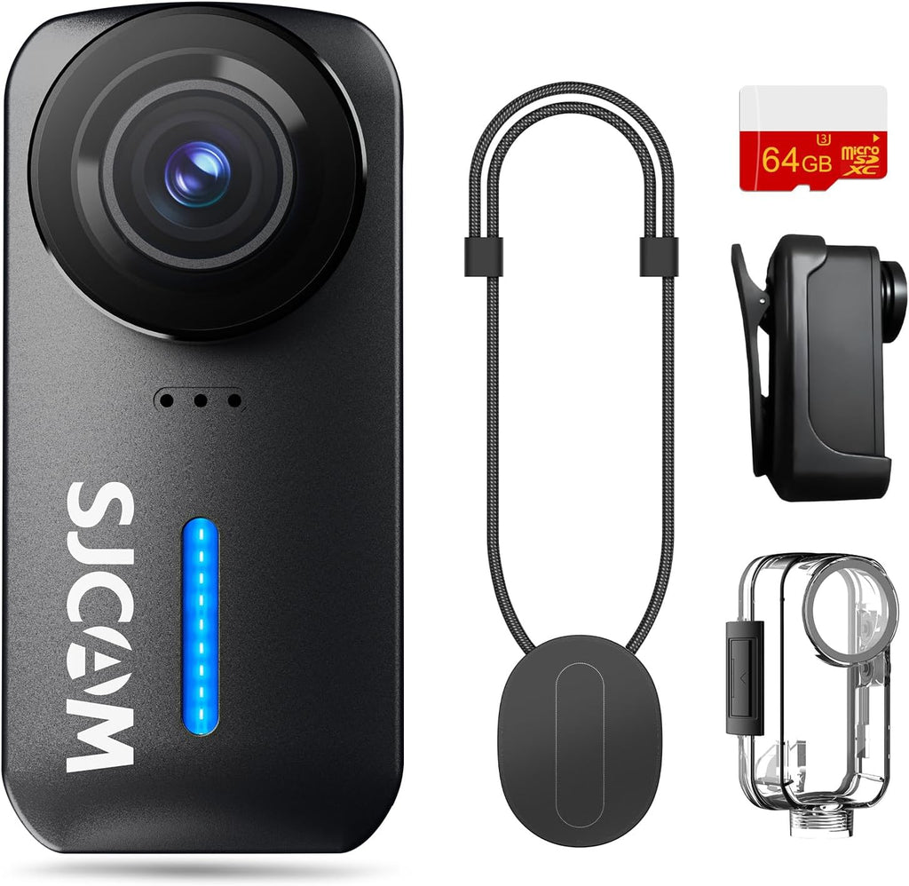 SJCAM C110Plus POV Camera,64GB 4K Mini POV Body Camera,170° FOV,6-Axis Stabilization, Waterproof,Wearable Action Camera for Underwater,Skiing,Biking,Kids,Helmet Mount