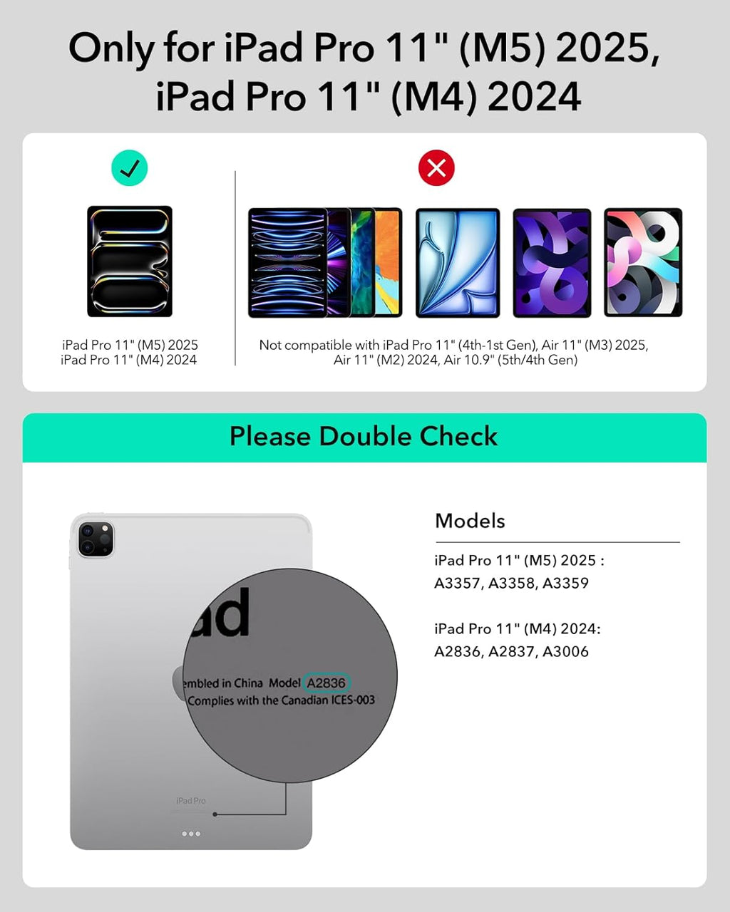 ESR iPad Pro 11 Inch Case with Keyboard (M5/M4, 2025/2024), iPad Pro 11(5th) Keyboard Case with Easy-Set Magnetic Stand, Portrait/Landscape Modes, Removable Protective Case, Rebound 360 Series, Black
