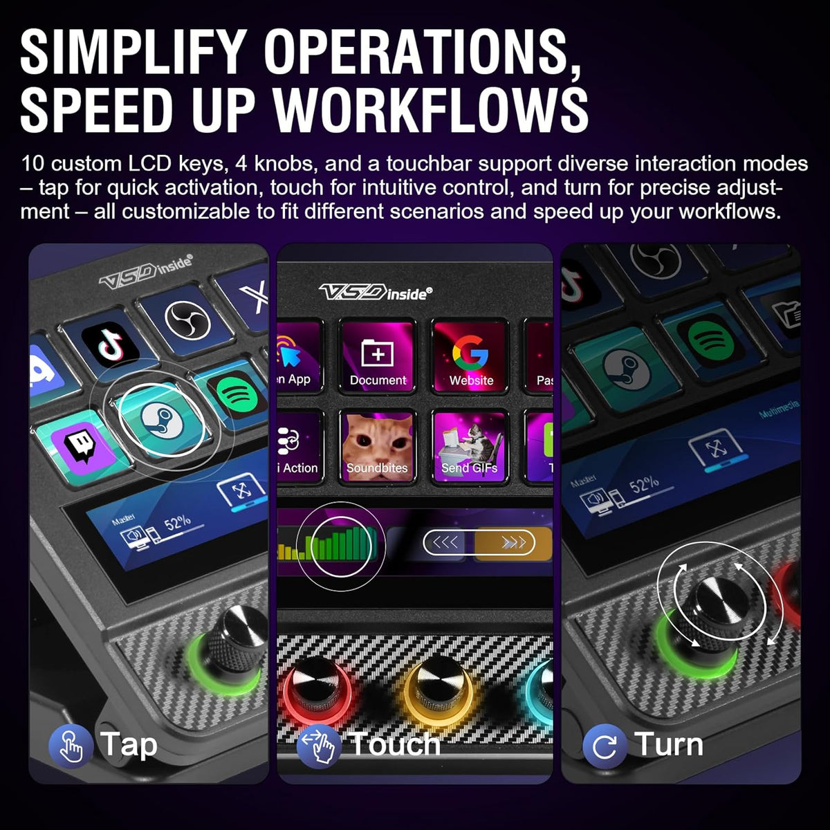 Macro Pad, Streaming Deck Stream Controller Soundboard Keypad, Programmable Keys USB Shortcut Keyboard for Gamer Streamer, Audio Mixer for OBS, YouTube, Office Desk Setup, PC, Mac
