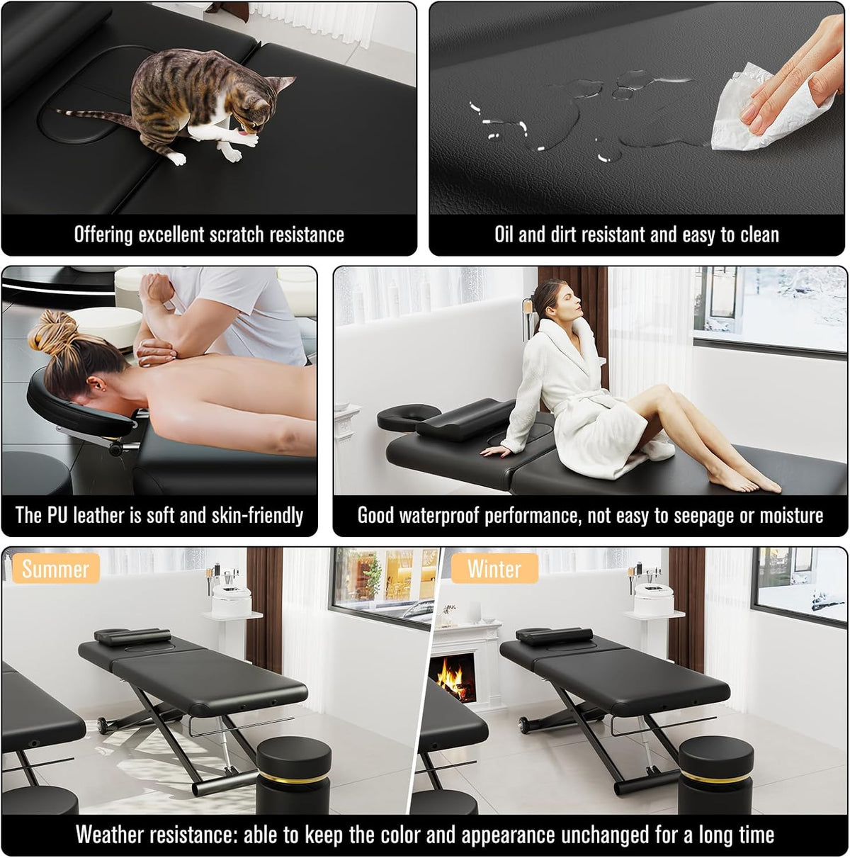 Dolonm Electric Massage Table, Heavy Duty Electric Lift and Electric Backrest 2 Motor Adjustable for Treatment/Medical Spa/Facial Bed/Beauty Bed/Massage Bed and More - 31.2 Wide x 75 Long, Black