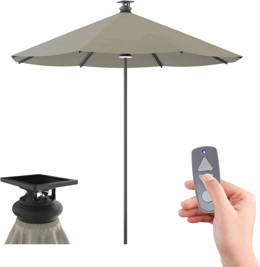Above Height 2 Series Motorized Patio Umbrella – Remote, Solar & USB-C Charging, Center LED, Wind Sensor Auto-Close, Rust-Resistant Aluminum, UV Block for Backyard, Pool, Garden, or Beach