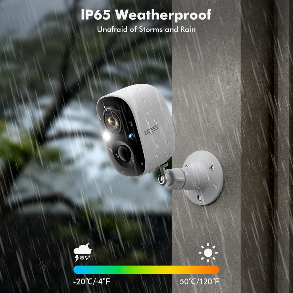 Dzees 2K Security Cameras Wireless Outdoor, Battery Powered AI Motion Detection Spotlight Siren Alarm WiFi Surveillance Indoor Home Camera, Color Night Vision, 2 Way Audio, SD/Cloud IP66, 4 Pack