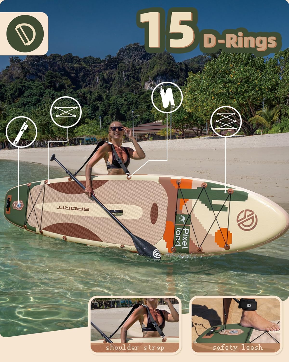 11'6" x 35" Extra Wide Inflatable Paddle Board for Adults, 450 lb Capacity Wide Stable Stand Up Paddle Board, 2–3 Person SUP, Heavy Duty 22 PSI, US Fin, Kayak D Rings, Large Stable Paddleboard