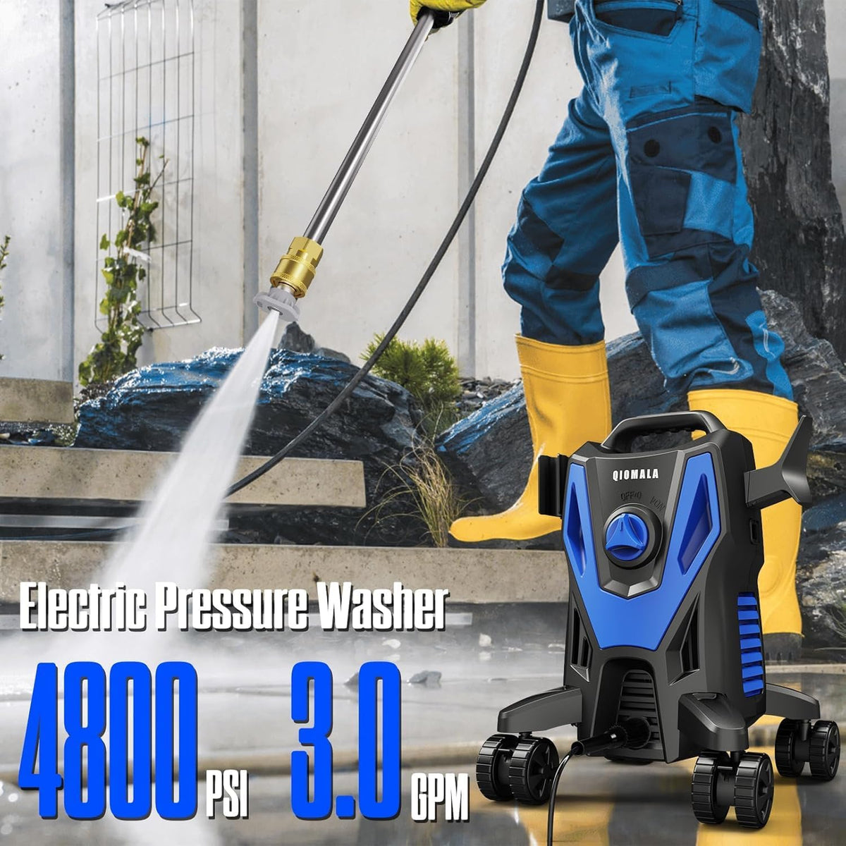 4800PSI PowerWasher with 4 Quick Connect Nozzles, Foam Cannon for Car, Lane, Patio Cleaning