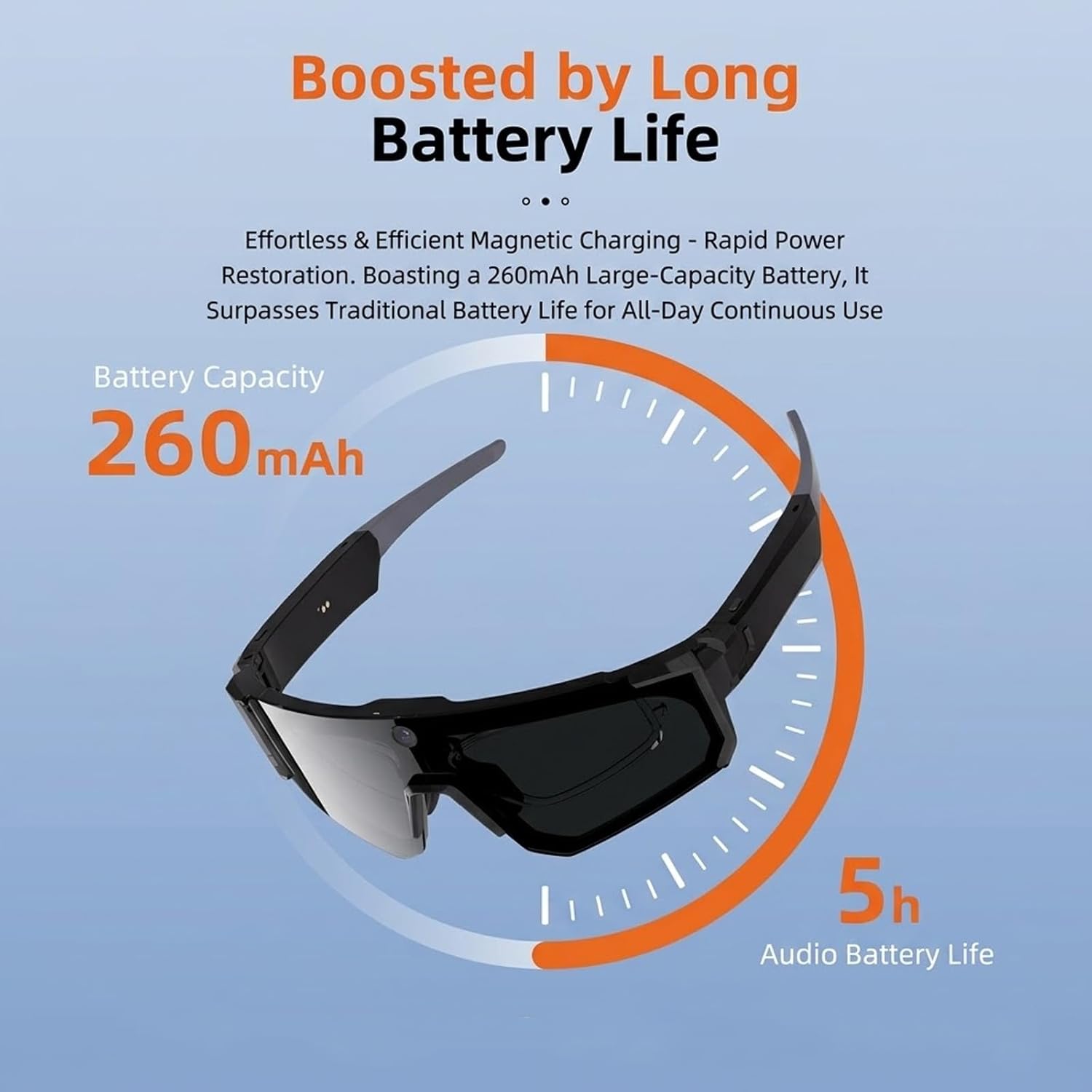 AI Smart Glasses with Camera 4K, 8MP HD Video Recording Glasses with Camera, Built-in Storage(No SD Card Needed), Wearable Tech Bluetooth Sunglasses for Outdoor Sports Cycling/Skiing/Baseball (Orange)