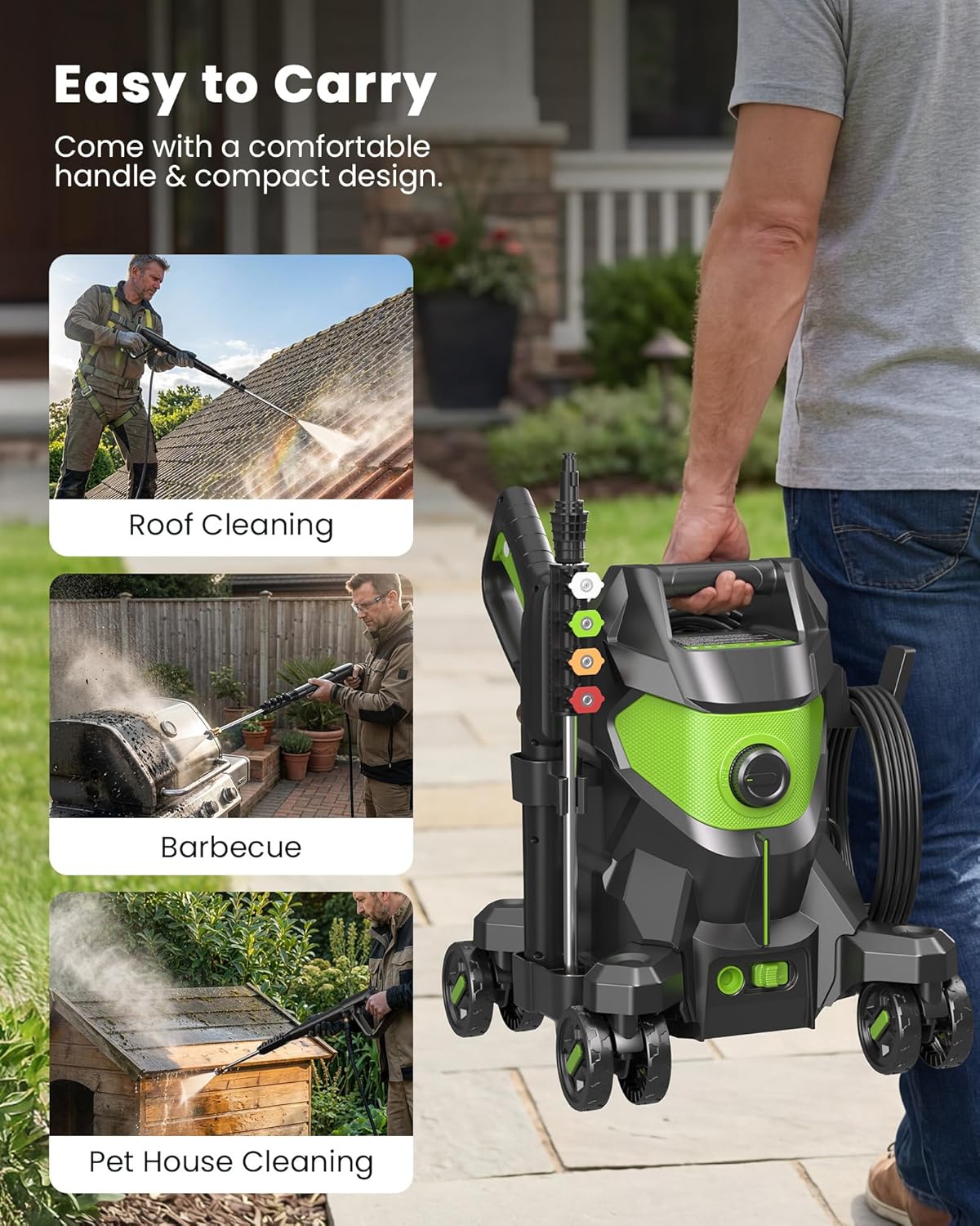 Pressure Washer, Power Washers 5000PSI, 3.0GPM with 4 Quick Connect Nozzles, High Pressure Cleaner with Foam Cannon for Car,Driveway, Patio, Fence