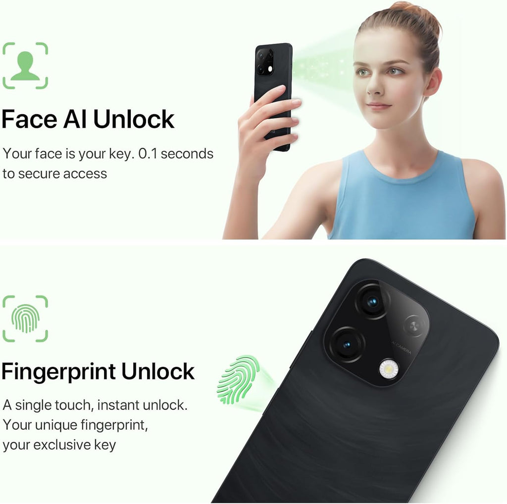 UMIDIGI Unlocked Phone,G9T Android 14 Cell Phone,8(4+4)+256GB 1TB Octa-Core,6.75" HD+ Smartphone,5000mAh,AI Face & Fingerprint Unlock,4G Dual SIM Phone,GPS,FM Radio,Unlocked Android Phones