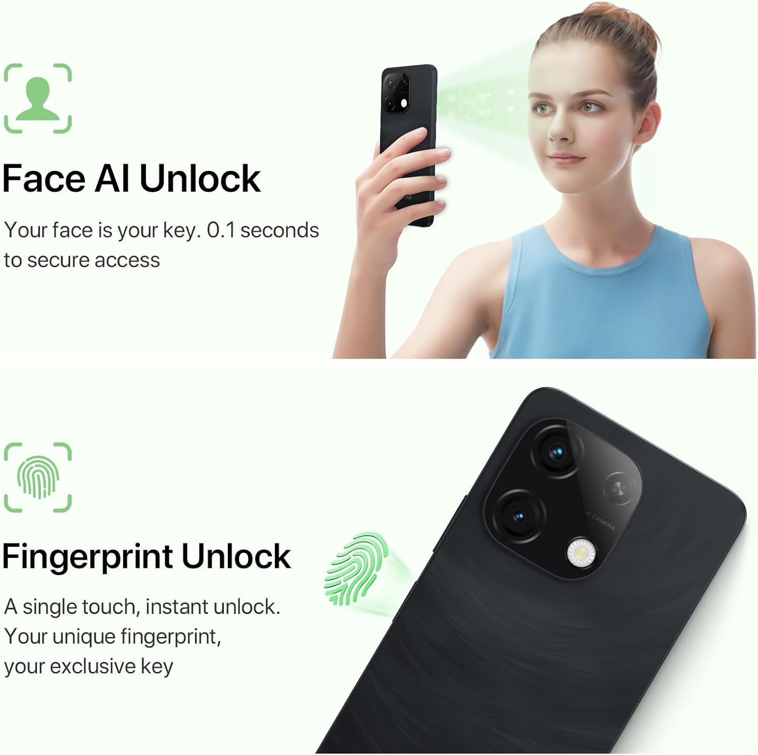 UMIDIGI Unlocked Phone,G9T Android 14 Cell Phone,8(4+4)+256GB 1TB Octa-Core,6.75" HD+ Smartphone,5000mAh,AI Face & Fingerprint Unlock,4G Dual SIM Phone,GPS,FM Radio,Unlocked Android Phones