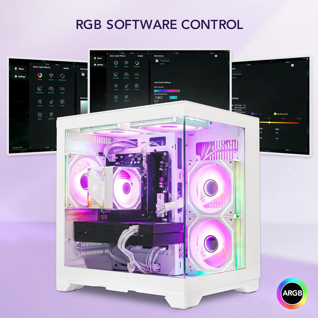 Gaming PC Desktop, AMD Ryzen 5 5500 6-Core 3.6GHz, RX 6500 XT 4GB, 16GB DDR4 RAM, 1TB NVMe SSD, Software-Controlled Lighting, Windows 11, Prebuilt Gaming Computer for 1080p Gaming & Streaming, White