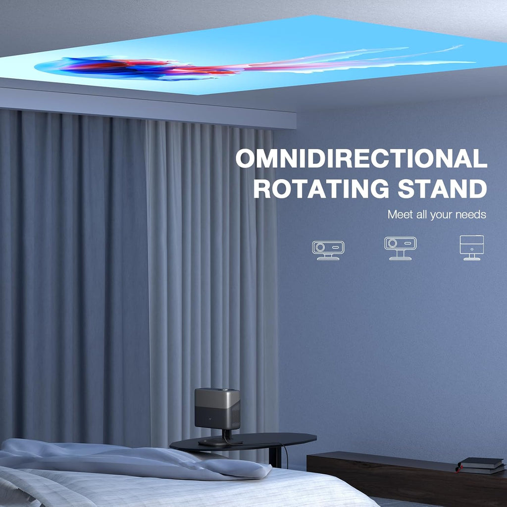 Officially-Licensed APP & 2500ANSI 4K Projector with WiFi and Bluetooth,3D Dolby Audio and Auto Focus Smart Projector,Outdoor Movie Home Theater Proyector with Omni-Adjustable Stand (grey)